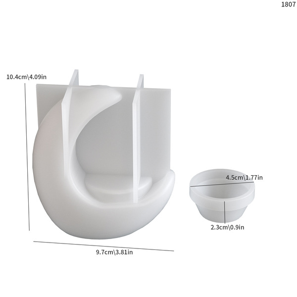 Cross-Border DIY Crystal Glue Half-Moon Candlestick Silicone Mold Resin Plaster Aromatherapy Cement 2-in-1 Ornaments Batch