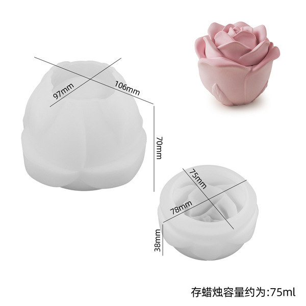 DIY Gypsum Cement Aromatherapy Candle Cup with Lid Rose Storage Tank Gypsum Mirror Silicone Mold Ornaments